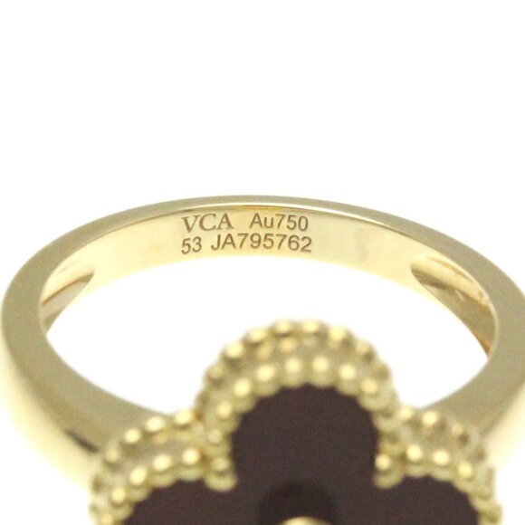 VAN CLEEF & ARPELS Vintage Alhambra Yellow Gold Carnelian Diamond Ring Size 6.25 - Picture 5 of 10